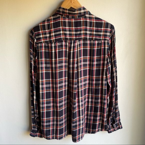 Women’s Plaid Button Up Blouse Floral Embroidery Western Rodeo Medium Fall Horse - Picture 5 of 9